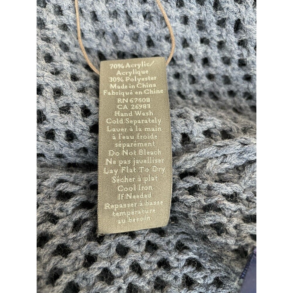 Vince Camuto Open Knit Blue Button Front Ruana One Size - Picture 7 of 7